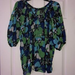 The Limited Floral Sheer Blouse, XL